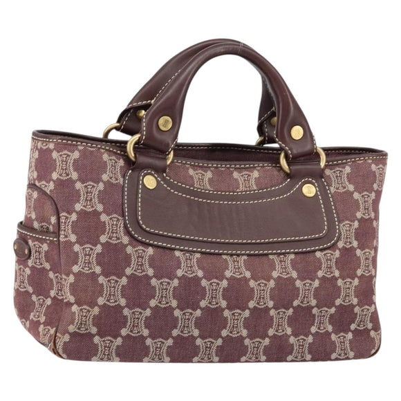 CELINE Paris Macadam Canvas Boogie bag Hand Bag Bordeaux Gold Auth 155559