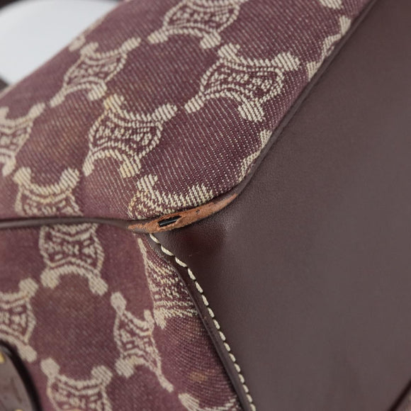 CELINE Paris Macadam Canvas Boogie bag Hand Bag Bordeaux Gold Auth 155559