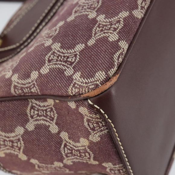CELINE Paris Macadam Canvas Boogie bag Hand Bag Bordeaux Gold Auth 155559