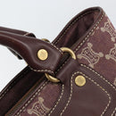 CELINE Paris Macadam Canvas Boogie bag Hand Bag Bordeaux Gold Auth 155559-14