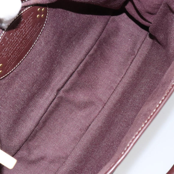 CELINE Paris Macadam Canvas Boogie bag Hand Bag Bordeaux Gold Auth 155559