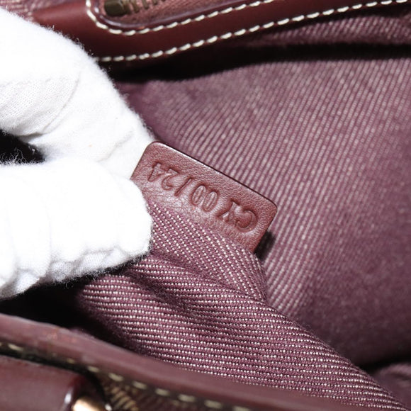 CELINE Paris Macadam Canvas Boogie bag Hand Bag Bordeaux Gold Auth 155559