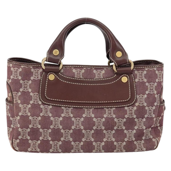CELINE Paris Macadam Canvas Boogie bag Hand Bag Bordeaux Gold Auth 155559