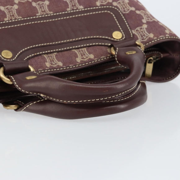 CELINE Paris Macadam Canvas Boogie bag Hand Bag Bordeaux Gold Auth 155559
