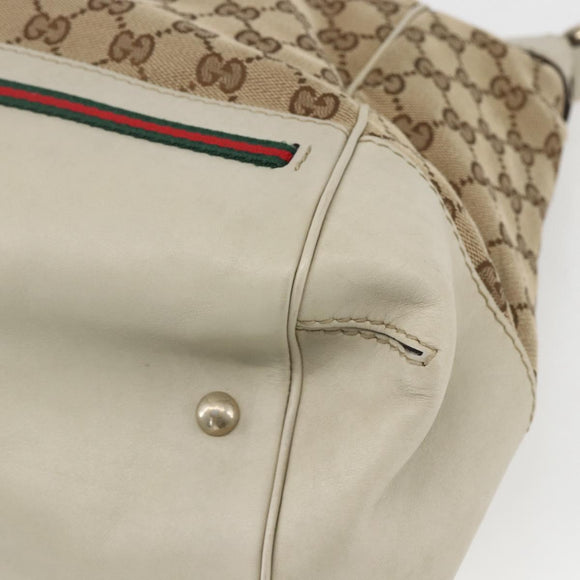 GUCCI Pretty GG Canvas Web Sherry Line Hand Bag Beige Gold 257349 Auth 155585