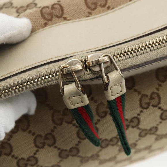 GUCCI Pretty GG Canvas Web Sherry Line Hand Bag Beige Gold 257349 Auth 155585