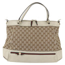 GUCCI Pretty GG Canvas Web Sherry Line Hand Bag Beige Gold 257349 Auth 155585-2