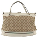 GUCCI Pretty GG Canvas Web Sherry Line Hand Bag Beige Gold 257349 Auth 155585-3