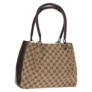 GUCCI GG Canvas Hand Bag Beige Silver 115007 Auth 155587V-1