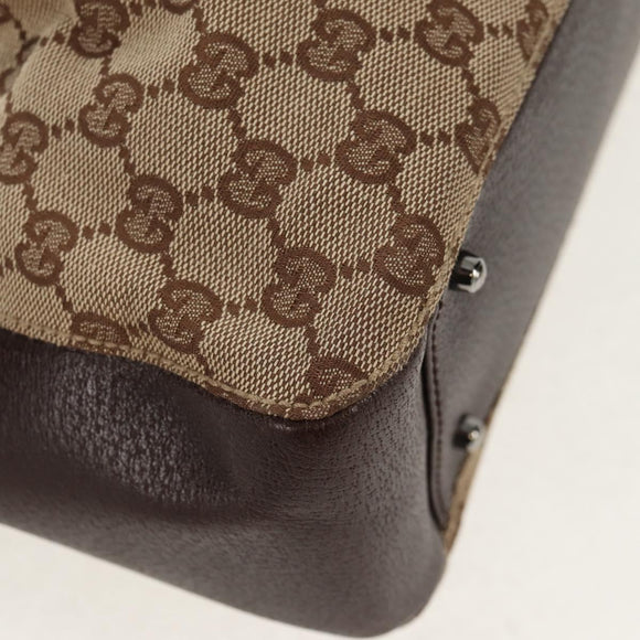 GUCCI GG Canvas Hand Bag Beige Silver 115007 Auth 155587V