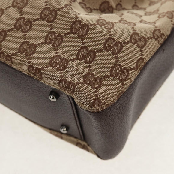 GUCCI GG Canvas Hand Bag Beige Silver 115007 Auth 155587V