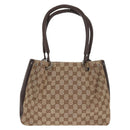 GUCCI GG Canvas Hand Bag Beige Silver 115007 Auth 155587V-13