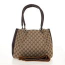 GUCCI GG Canvas Hand Bag Beige Silver 115007 Auth 155587V-12