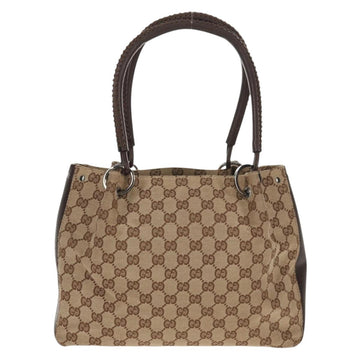 GUCCI GG Canvas Hand Bag Beige Silver 115007 Auth 155587V - 0