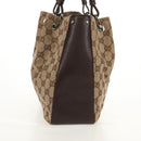 GUCCI GG Canvas Hand Bag Beige Silver 115007 Auth 155587V-3