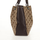 GUCCI GG Canvas Hand Bag Beige Silver 115007 Auth 155587V-4