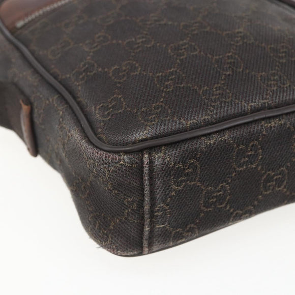 GUCCI GG Canvas Shoulder Bag Brown Silver Auth 155588