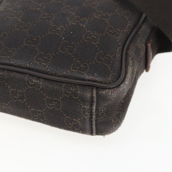 GUCCI GG Canvas Shoulder Bag Brown Silver Auth 155588