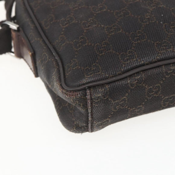 GUCCI GG Canvas Shoulder Bag Brown Silver Auth 155588