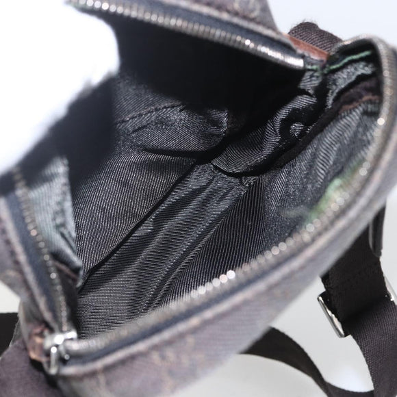 GUCCI GG Canvas Shoulder Bag Brown Silver Auth 155588