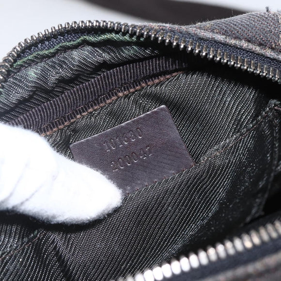 GUCCI GG Canvas Shoulder Bag Brown Silver Auth 155588