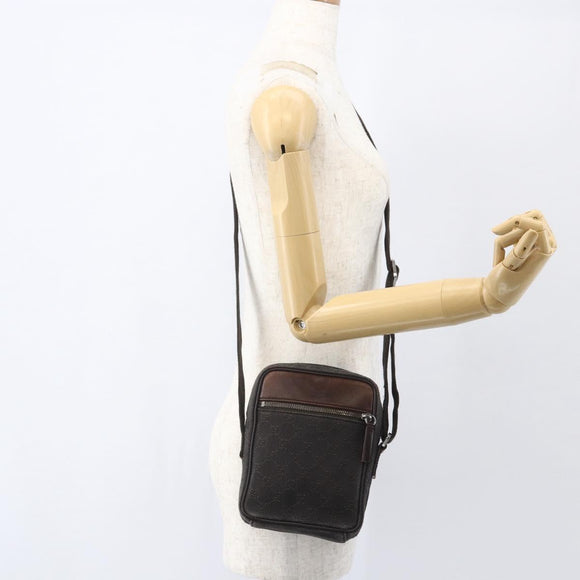 GUCCI GG Canvas Shoulder Bag Brown Silver Auth 155588