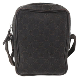 GUCCI GG Canvas Shoulder Bag Brown Silver Auth 155588 - 0