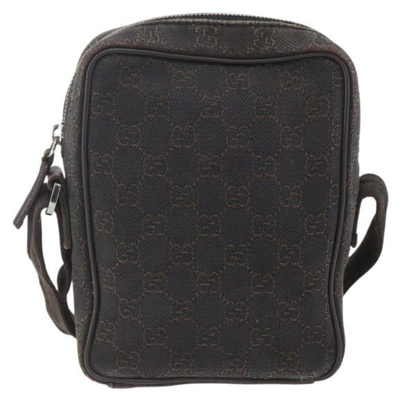 GUCCI GG Canvas Shoulder Bag Brown Silver Auth 155588