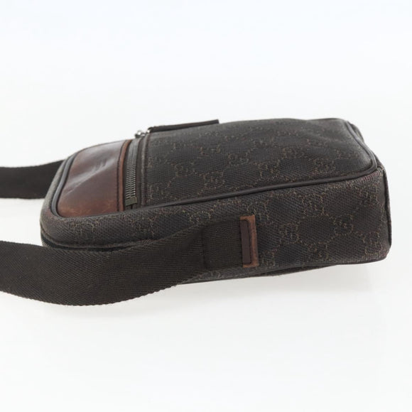 GUCCI GG Canvas Shoulder Bag Brown Silver Auth 155588