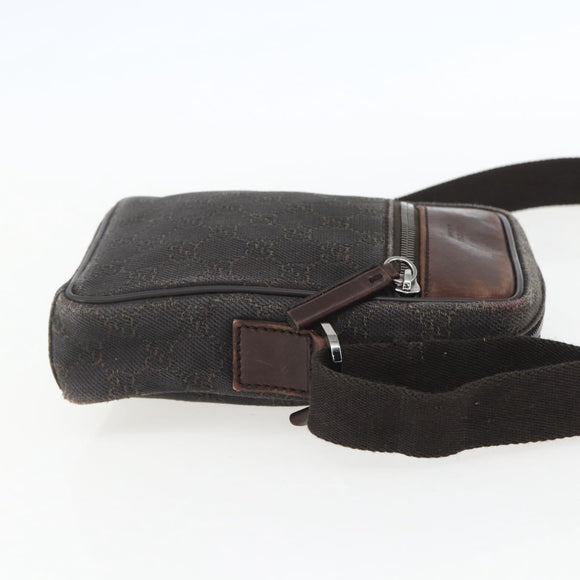 GUCCI GG Canvas Shoulder Bag Brown Silver Auth 155588