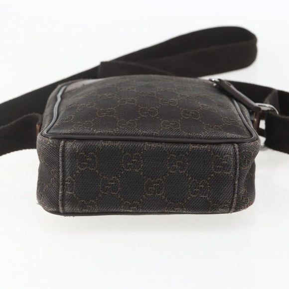 GUCCI GG Canvas Shoulder Bag Brown Silver Auth 155588