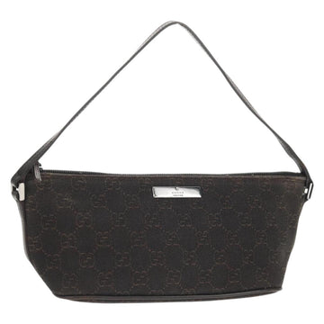 GUCCI GG Canvas Accessory Pouch Brown Silver 07198 Auth 155592V