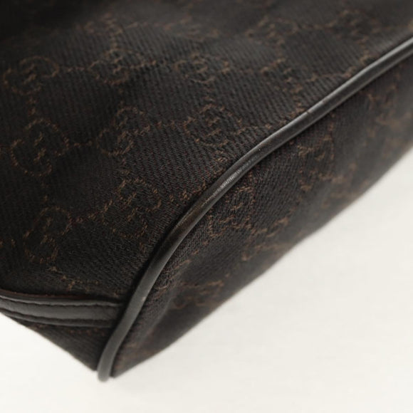 GUCCI GG Canvas Accessory Pouch Brown Silver 07198 Auth 155592V