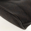 GUCCI GG Canvas Accessory Pouch Brown Silver 07198 Auth 155592V-13
