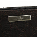 GUCCI GG Canvas Accessory Pouch Brown Silver 07198 Auth 155592V-14