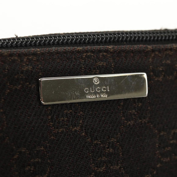 GUCCI GG Canvas Accessory Pouch Brown Silver 07198 Auth 155592V