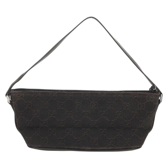 GUCCI GG Canvas Accessory Pouch Brown Silver 07198 Auth 155592V