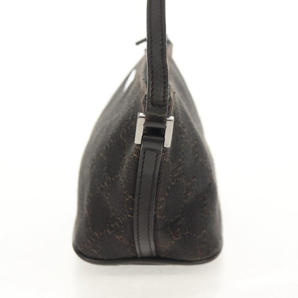 GUCCI GG Canvas Accessory Pouch Brown Silver 07198 Auth 155592V