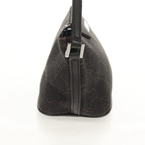 GUCCI GG Canvas Accessory Pouch Brown Silver 07198 Auth 155592V