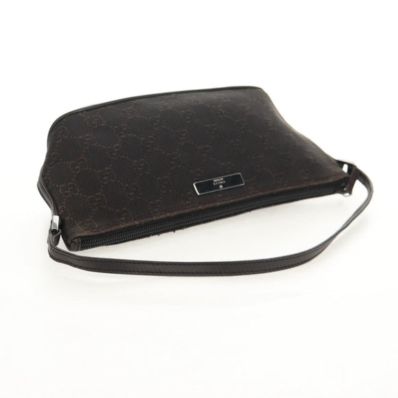 GUCCI GG Canvas Accessory Pouch Brown Silver 07198 Auth 155592V