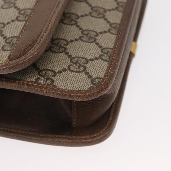 GUCCI GG Supreme Web Sherry Line Shoulder Bag PVC Beige Gold Auth 155593