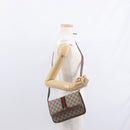 GUCCI GG Supreme Web Sherry Line Shoulder Bag PVC Beige Gold Auth 155593-23