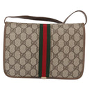 GUCCI GG Supreme Web Sherry Line Shoulder Bag PVC Beige Gold Auth 155593-3