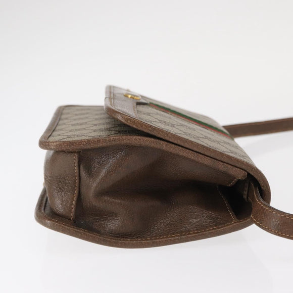 GUCCI GG Supreme Web Sherry Line Shoulder Bag PVC Beige Gold Auth 155593