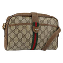 GUCCI GG Supreme Web Sherry Line Bag PVC Beige Gold 116 02 055 Auth 155594-1