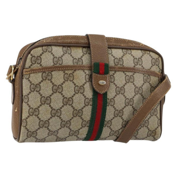 GUCCI GG Supreme Web Sherry Line Bag PVC Beige Gold 116 02 055 Auth 155594