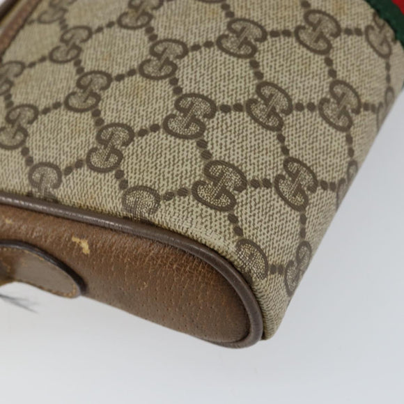 GUCCI GG Supreme Web Sherry Line Bag PVC Beige Gold 116 02 055 Auth 155594