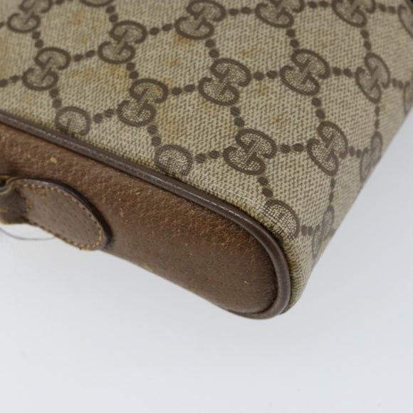 GUCCI GG Supreme Web Sherry Line Bag PVC Beige Gold 116 02 055 Auth 155594