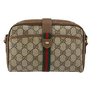 GUCCI GG Supreme Web Sherry Line Bag PVC Beige Gold 116 02 055 Auth 155594-2