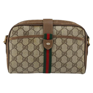 GUCCI GG Supreme Web Sherry Line Bag PVC Beige Gold 116 02 055 Auth 155594 - 0